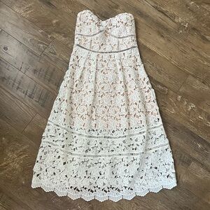 Just Me White Strapless Lace Midi Dress